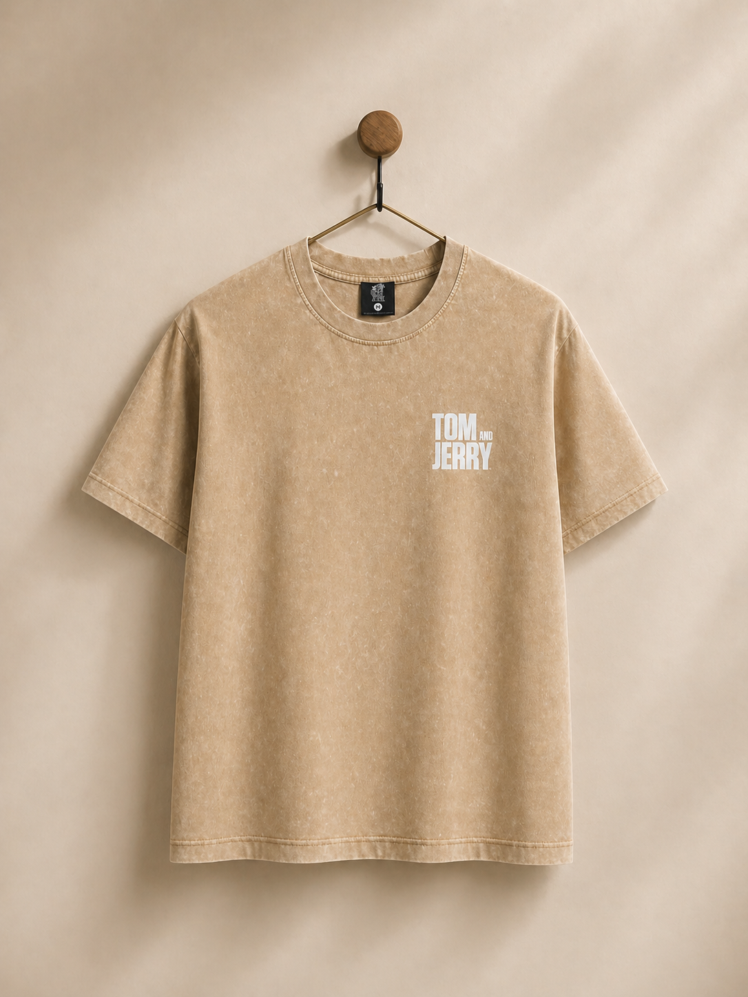 Sand Beige Acid Wash Tee