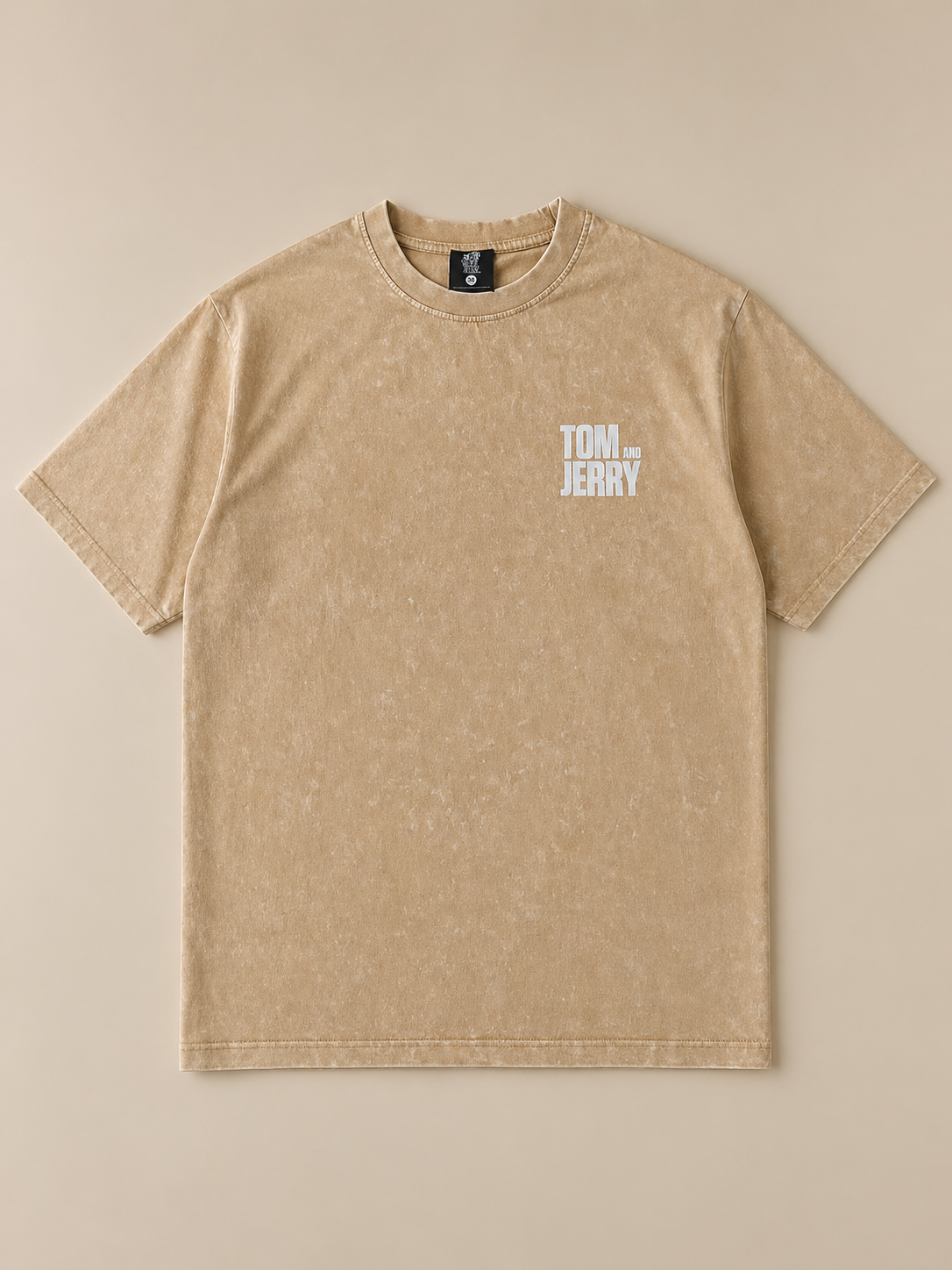 Sand Beige Acid Wash Tee