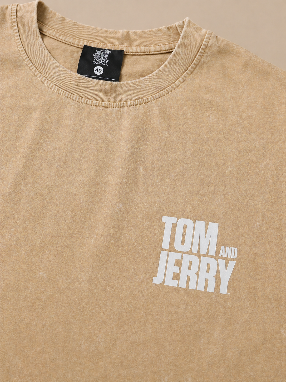 Sand Beige Acid Wash Tee