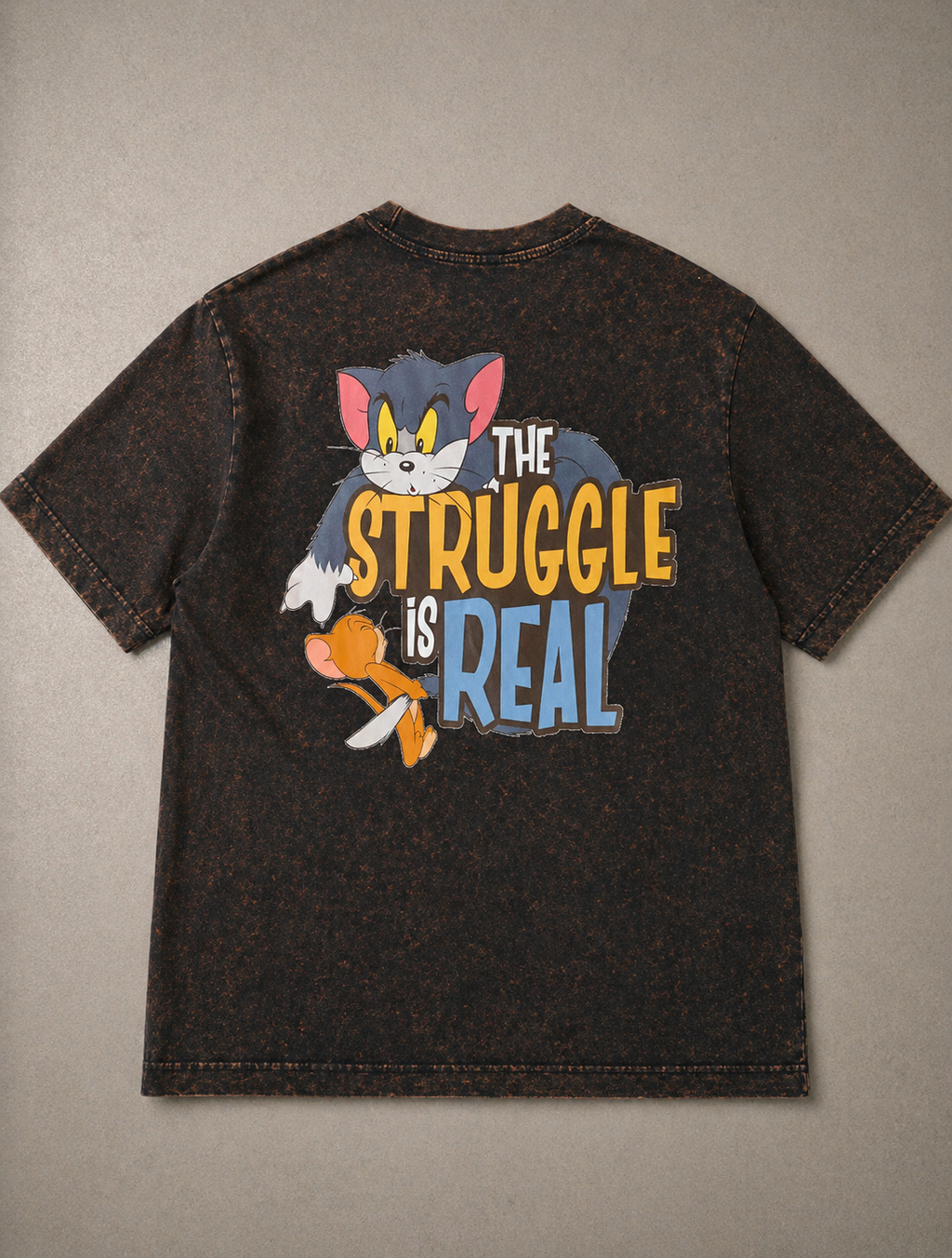 Tom & Jerry Don't Mess With Me Acid Wash T-Shirt – Vintage Black