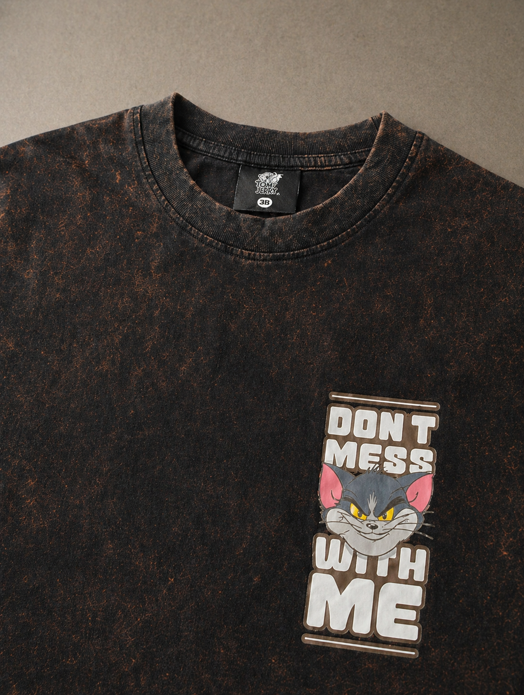 Tom & Jerry Don't Mess With Me Acid Wash T-Shirt – Vintage Black
