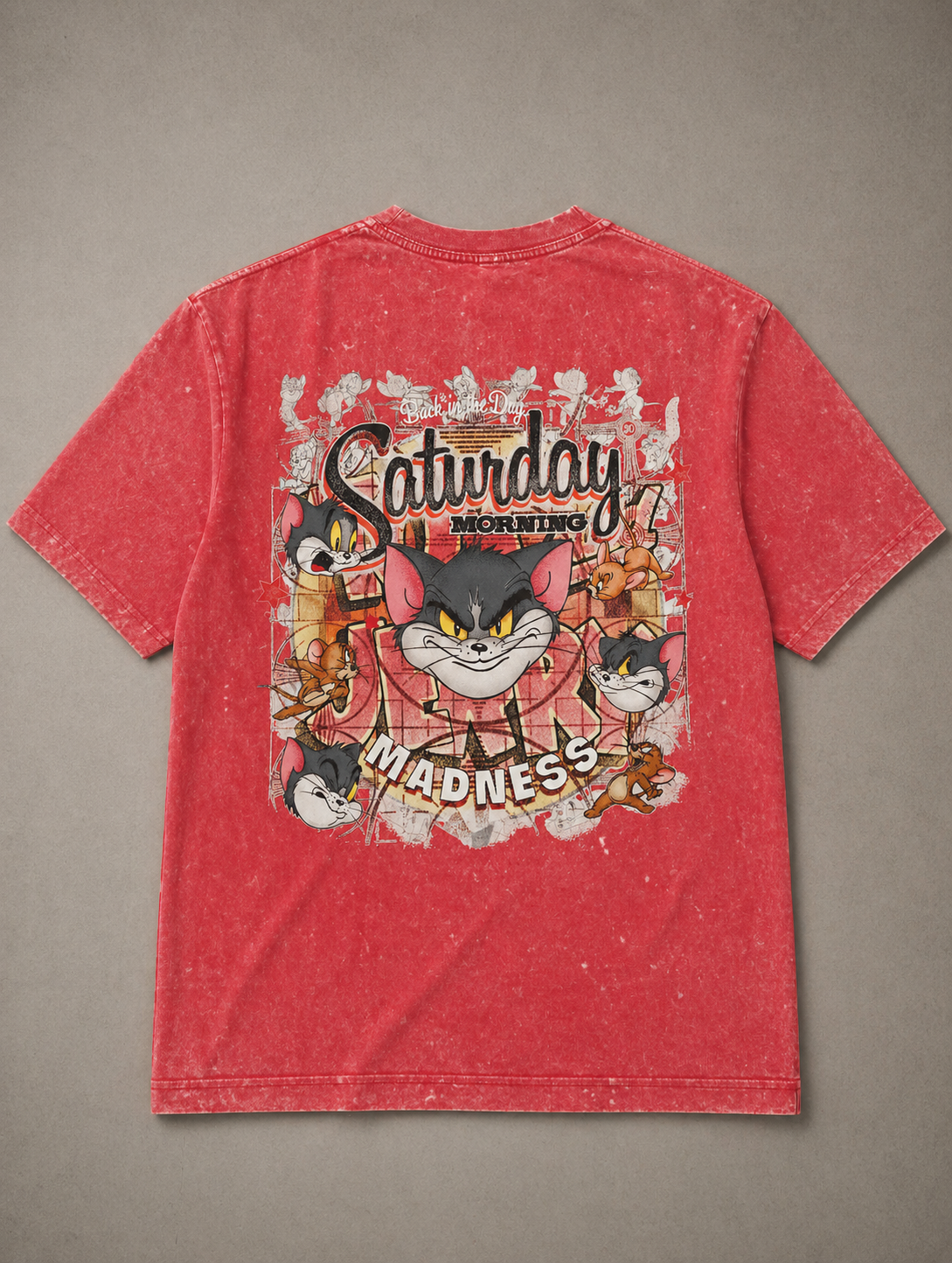Tom & Jerry Acid Wash Oversized T-Shirt – Vintage Red