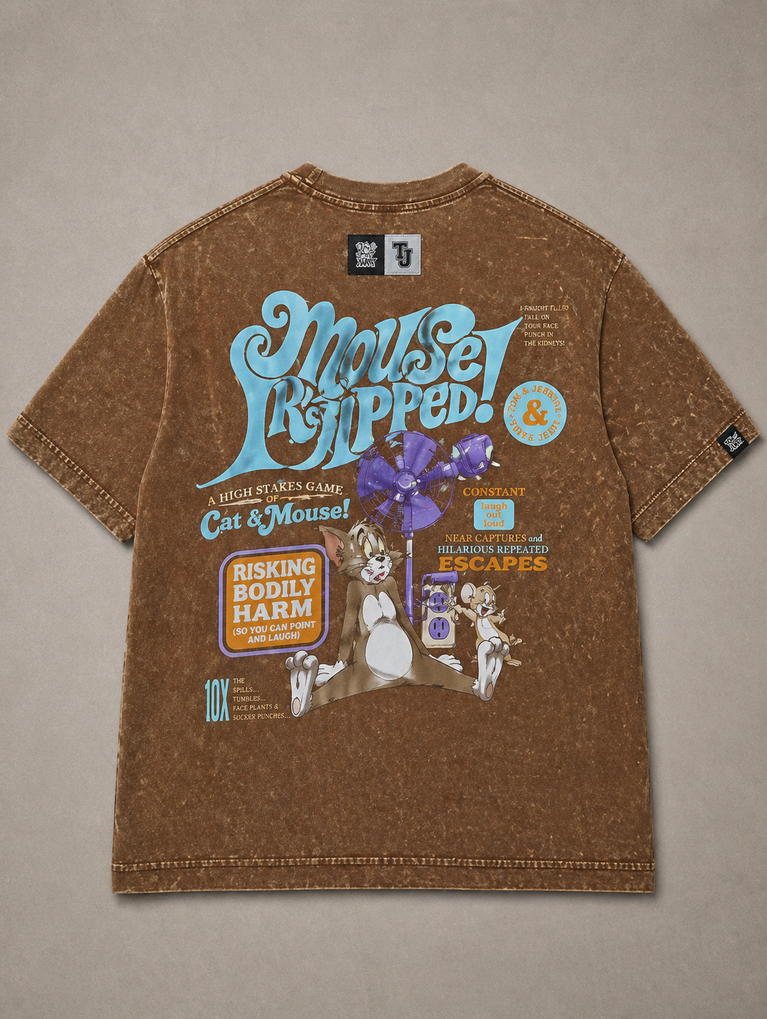 Tom & Jerry Acid Wash Oversized T-Shirt – Vintage Brown