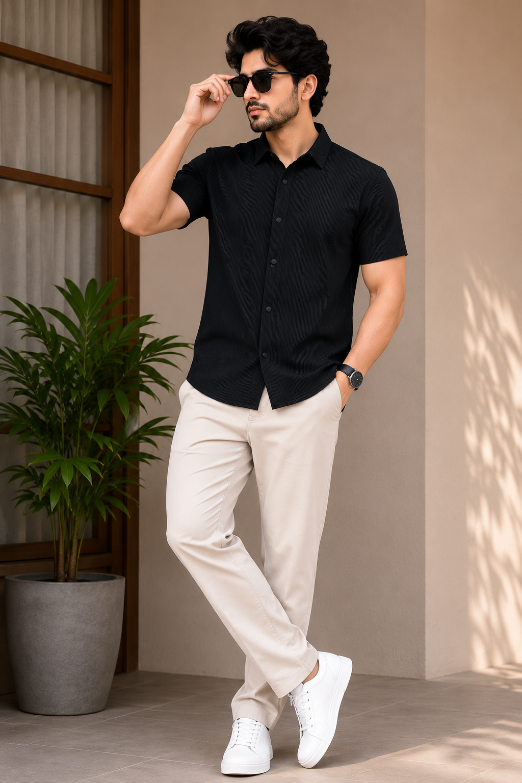 Onyx Textured Short Sleeve Shirt