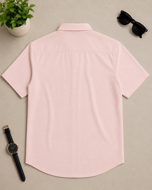 Blush Textured Short Sleeve Shirt