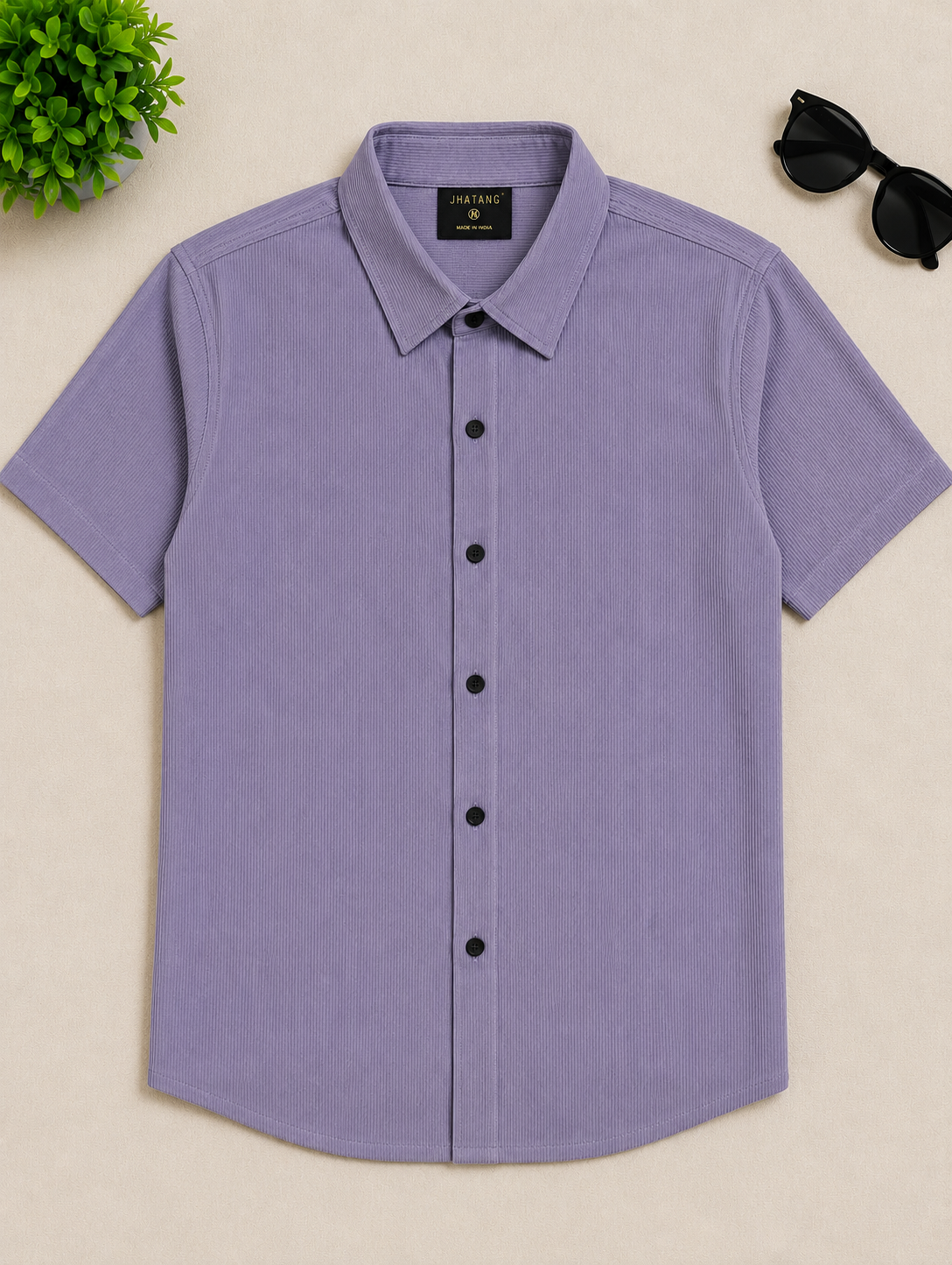 Lilac Textured Short Sleeve Shirt