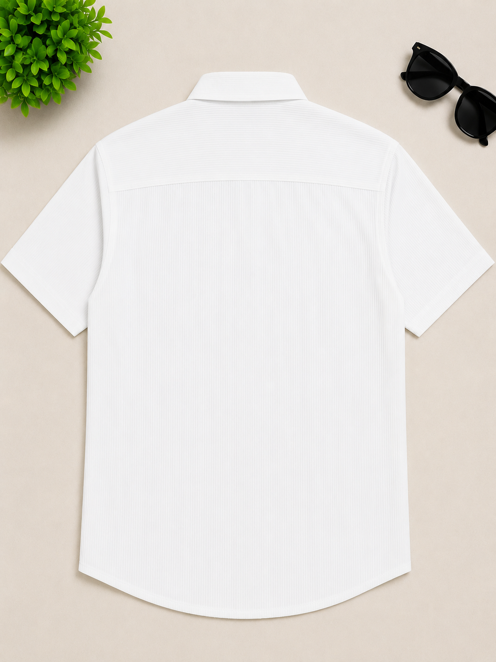 Ivory Textured Short Sleeve Shirt
