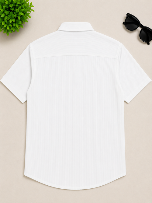 Ivory Textured Short Sleeve Shirt