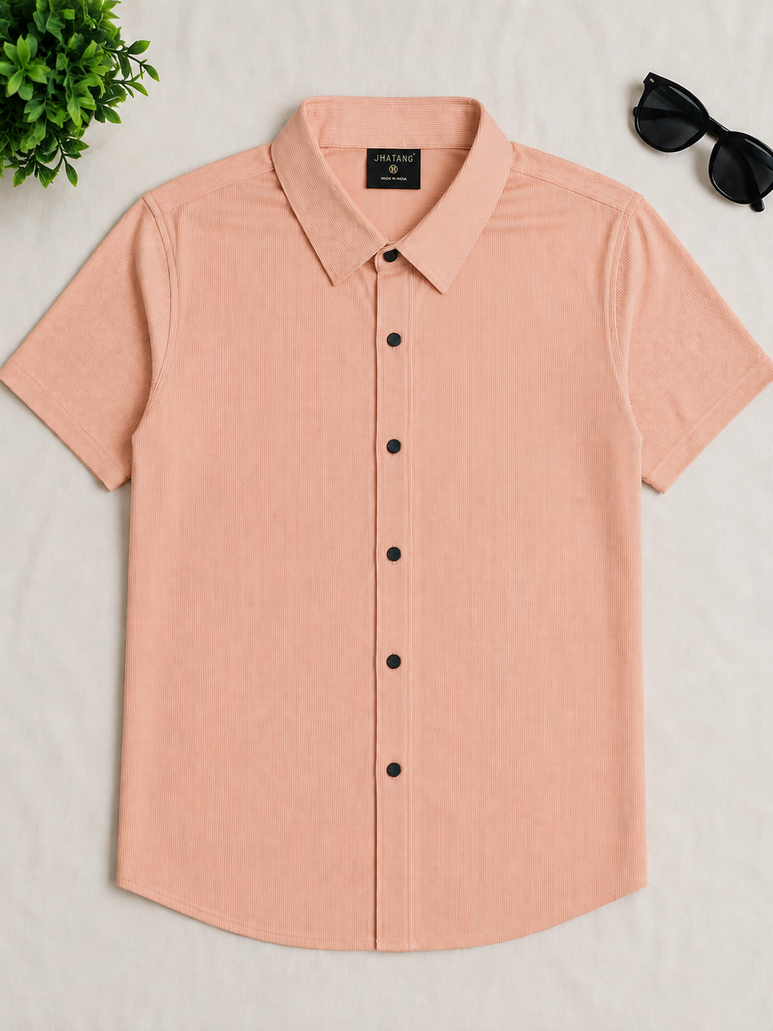Apricot Textured Short Sleeve Shirt