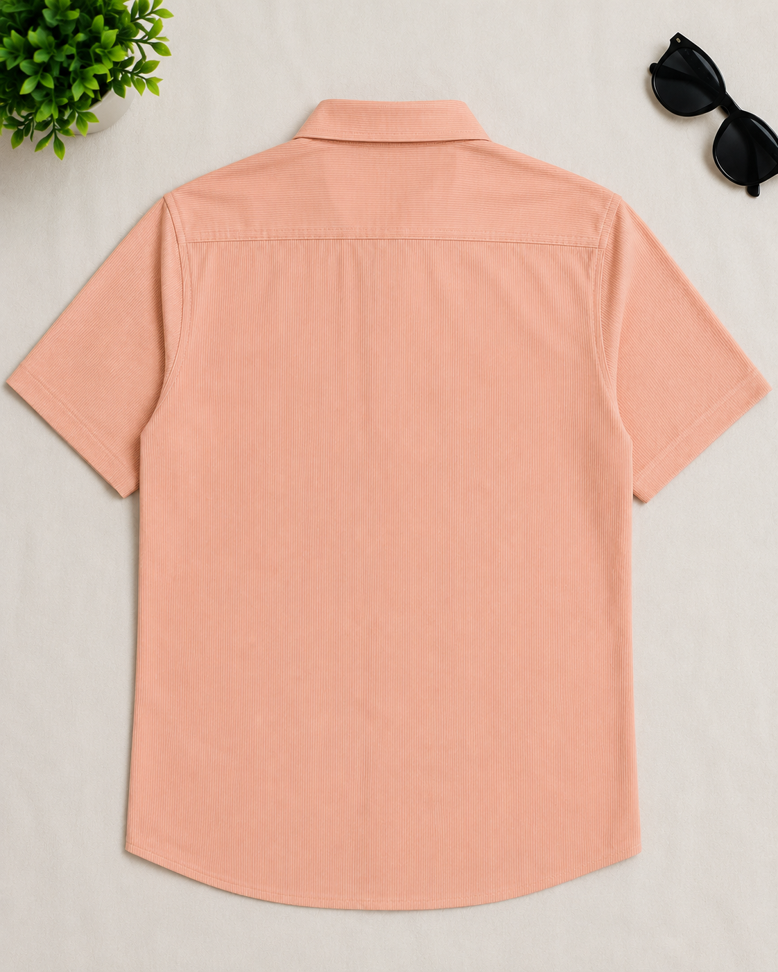 Apricot Textured Short Sleeve Shirt