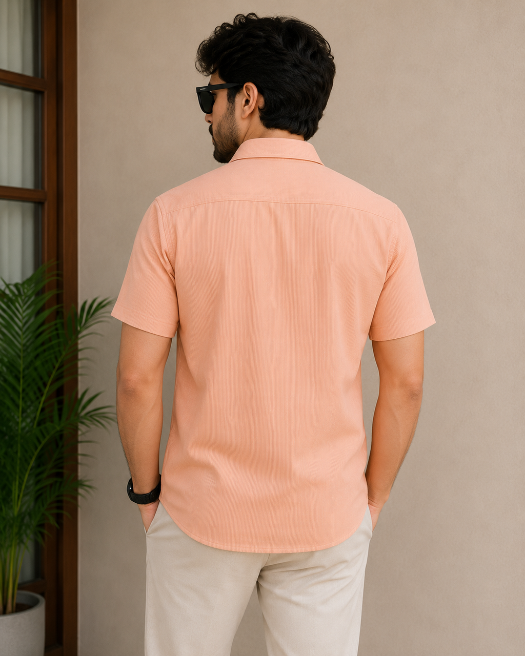 Apricot Textured Short Sleeve Shirt