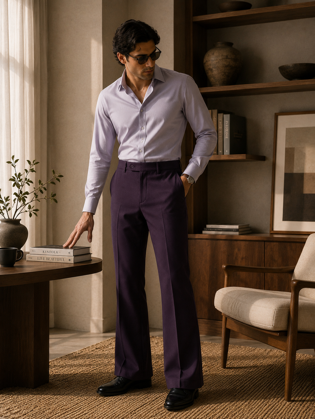 Aubergine Bootcut Trouser