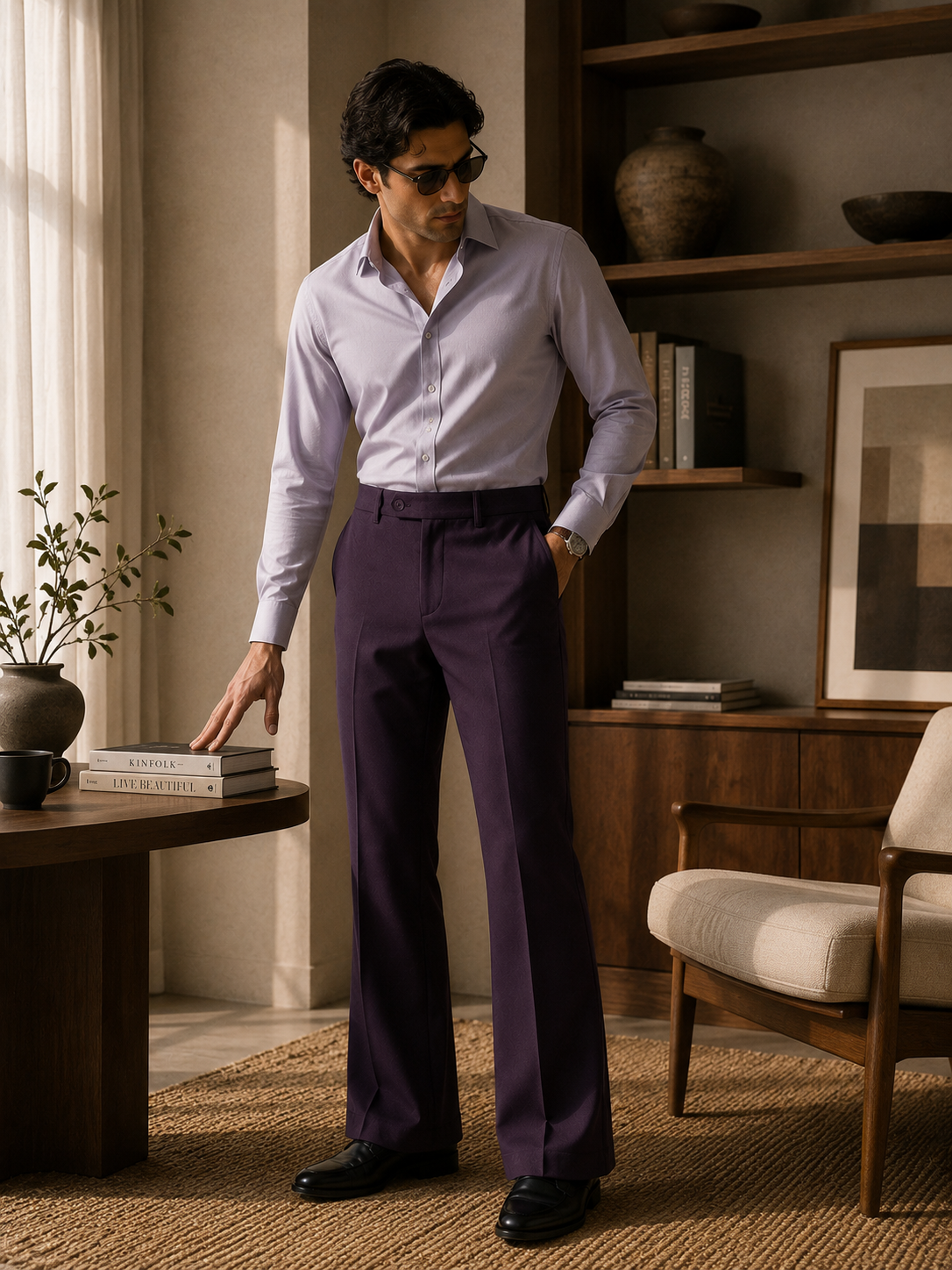 Aubergine Bootcut Trouser