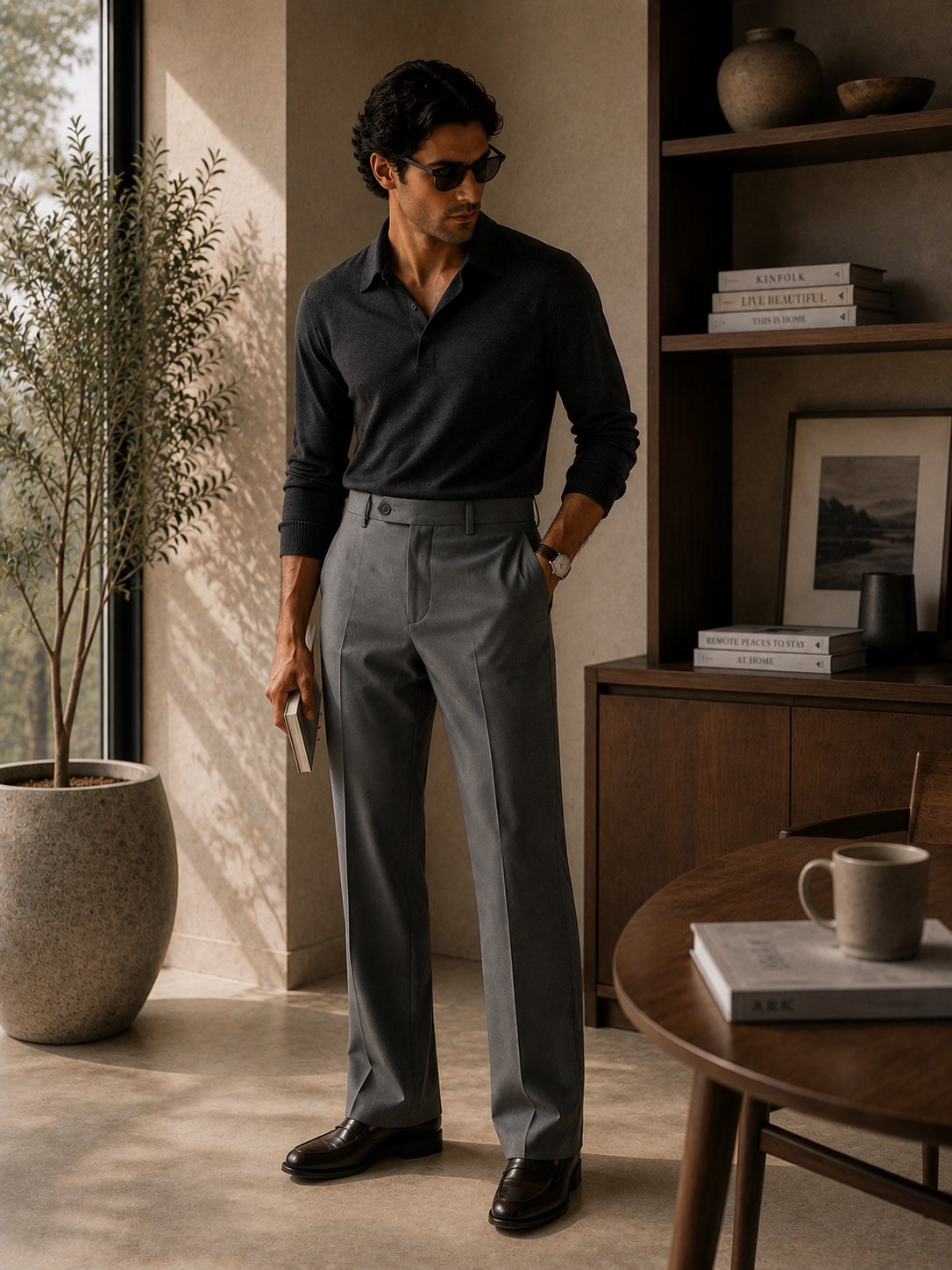 Stone Grey Bootcut Trouser