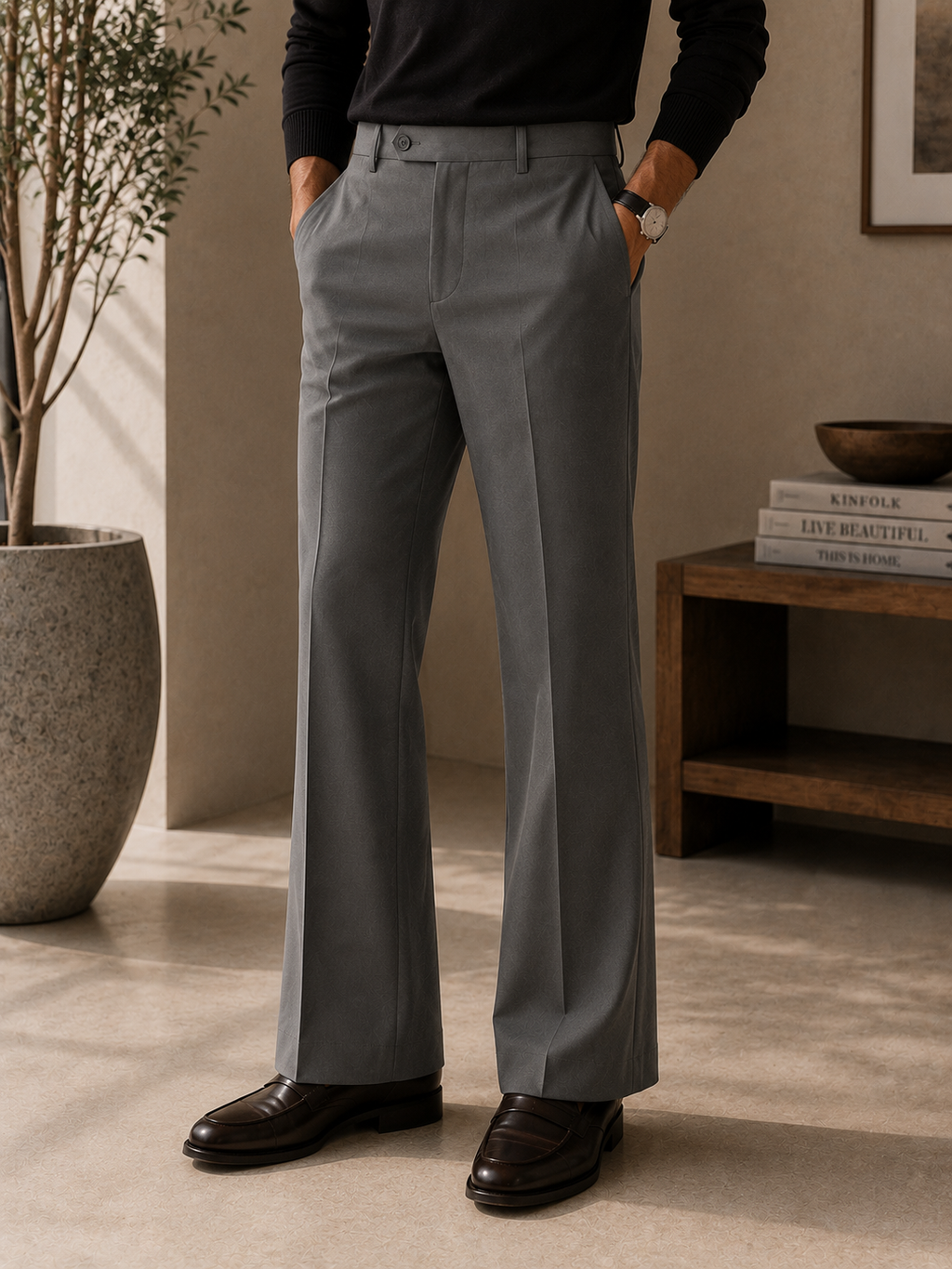 Stone Grey Bootcut Trouser